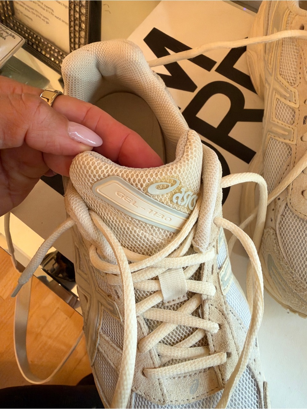 ASICS women’s gel 1130 Beige Mesh & Suede Sneakers - Picture 6 of 9